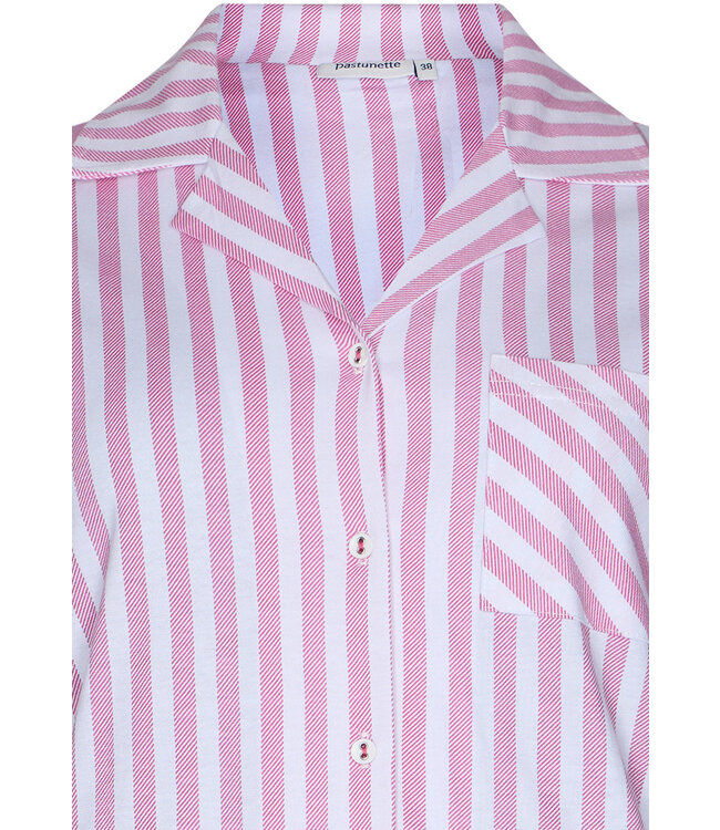 doorknoop katoenen nachthemd met korte mouwen 'roze strepen'