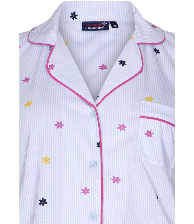 biokatoenen nachthemd met knopen 'fabulous flowers & stripes'