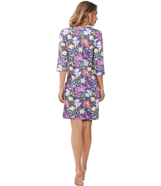 katoenen damesnachthemd met korte mouwen 'floral garden'