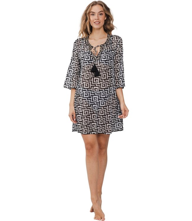 lightweight, cotton woven beach tunic 'monochrome beach'