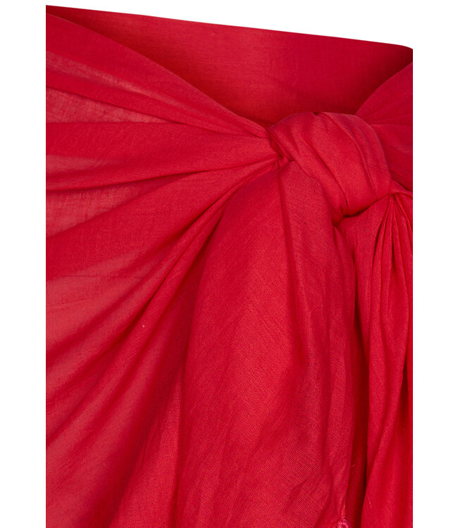 woven cotton red sarong 'tassle beach'