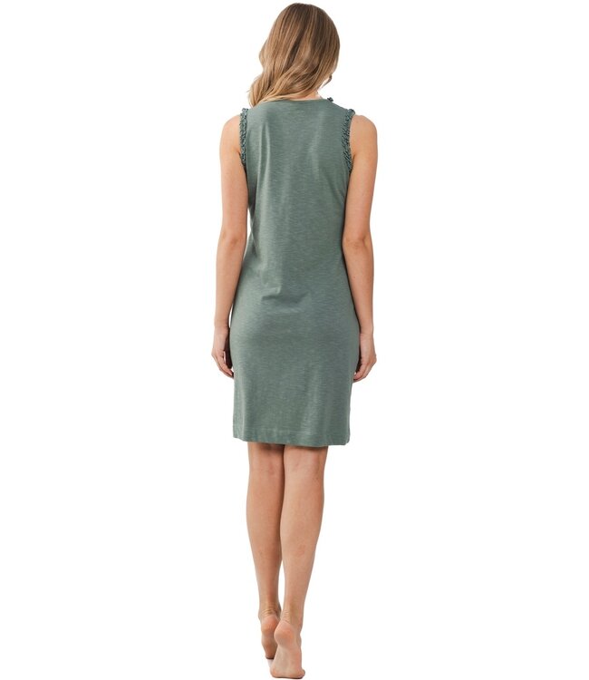 mouwloos katoenen damesnachthemd 'green comfort frill'