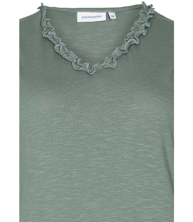 mouwloos katoenen damesnachthemd 'green comfort frill'