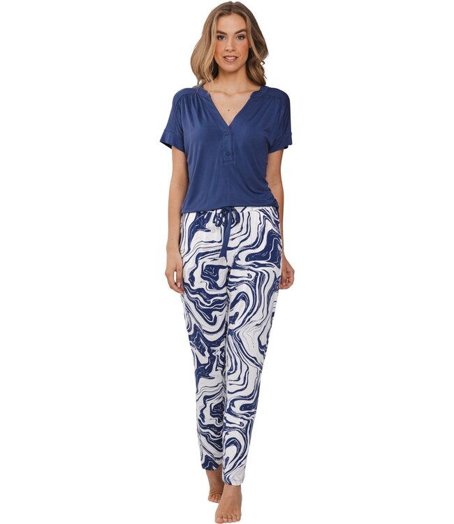 ladies luxury pyjama with buttons 'watercolour art'