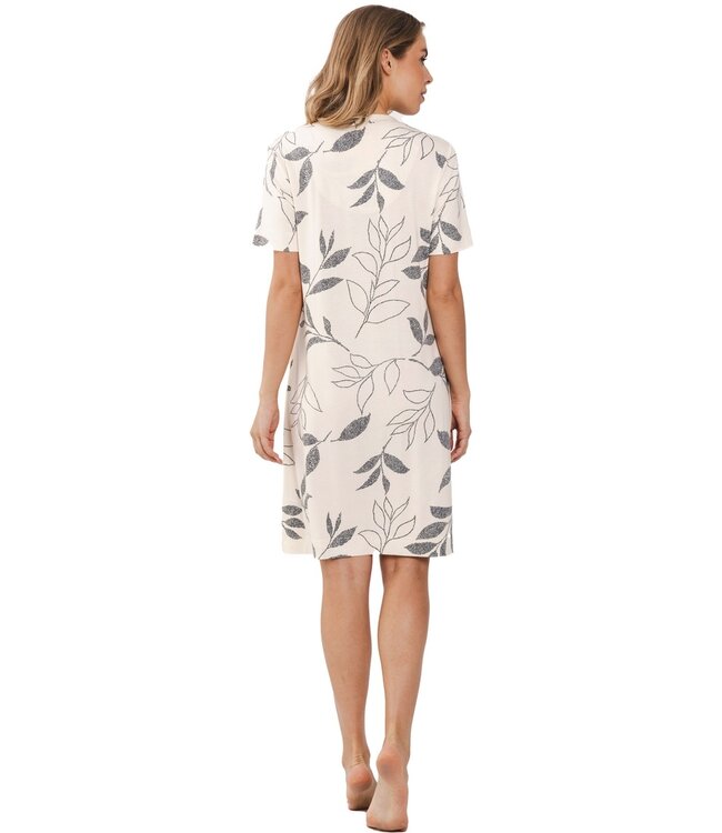ladies luxury short sleeve nightdress with buttons 'dotted leafs'