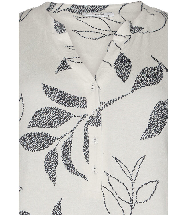 luxe damesnachthemd met korte mouwen en knopen 'dotted leafs'