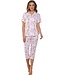 short sleeved full button cotton pyjama 'striped floral fusion'