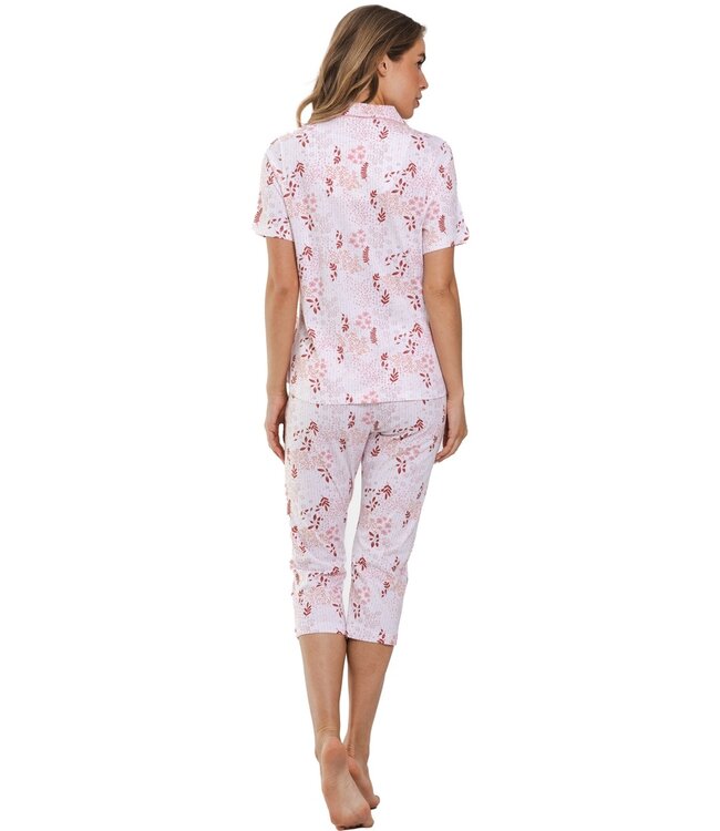 doorknoop pyjama van katoen met korte mouwen 'striped floral fusion'