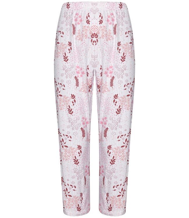 short sleeved full button cotton pyjama 'striped floral fusion'