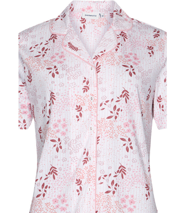 doorknoop pyjama van katoen met korte mouwen 'striped floral fusion'