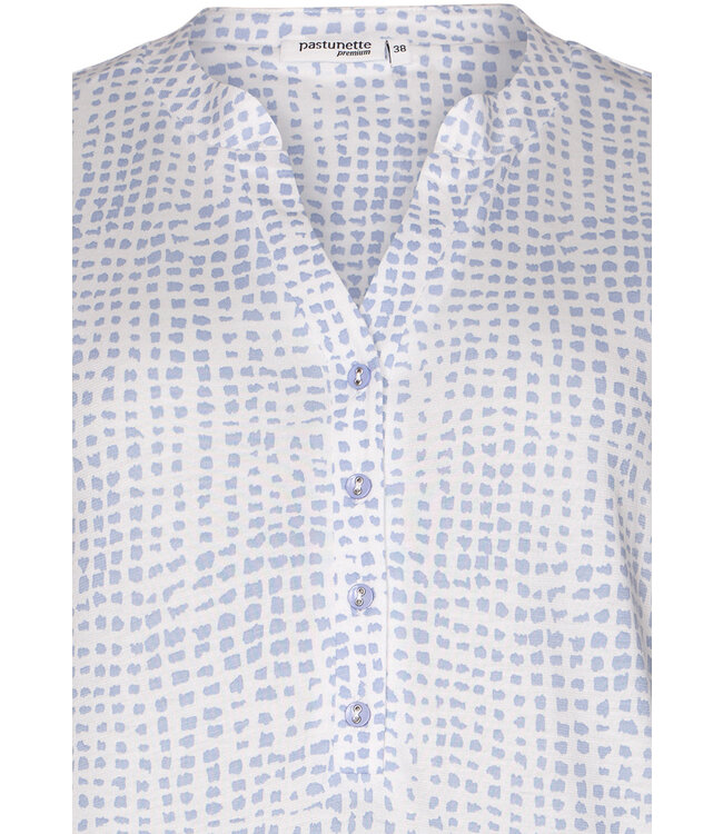 Katoen-modal nachthemd met korte mouwen en knoopjes 'soft squares'