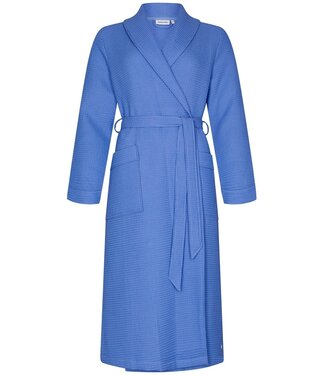 Pastunette royal blue morninggown with shawlcollar 'blue waffle'