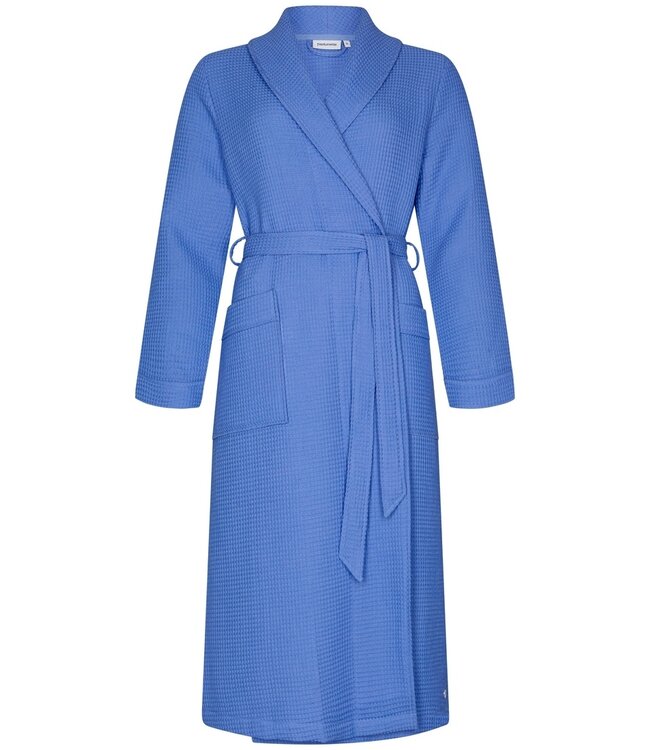 royal blue morninggown with shawlcollar 'blue waffle'
