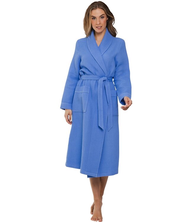 royal blue morninggown with shawlcollar 'blue waffle'