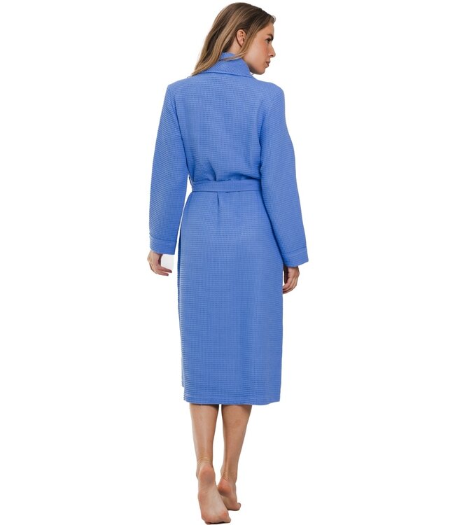 royal blue morninggown with shawlcollar 'blue waffle'