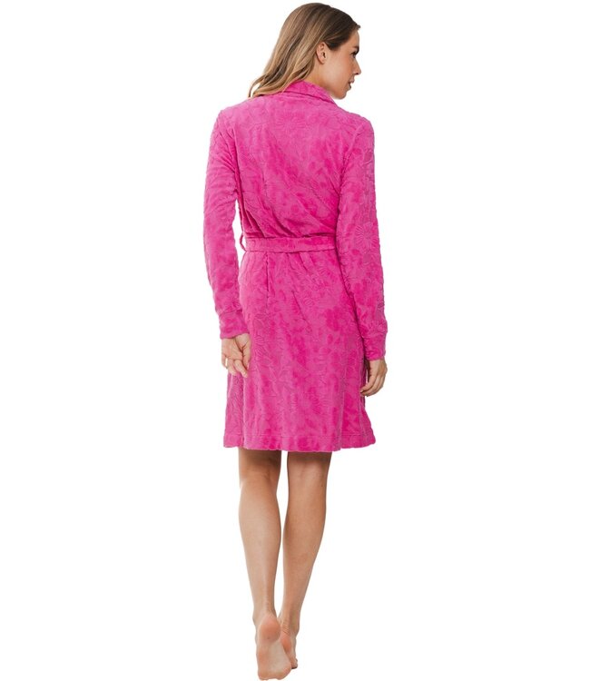 embossed cotton-terry morninggown with zip 'fabulous flowers bloom'