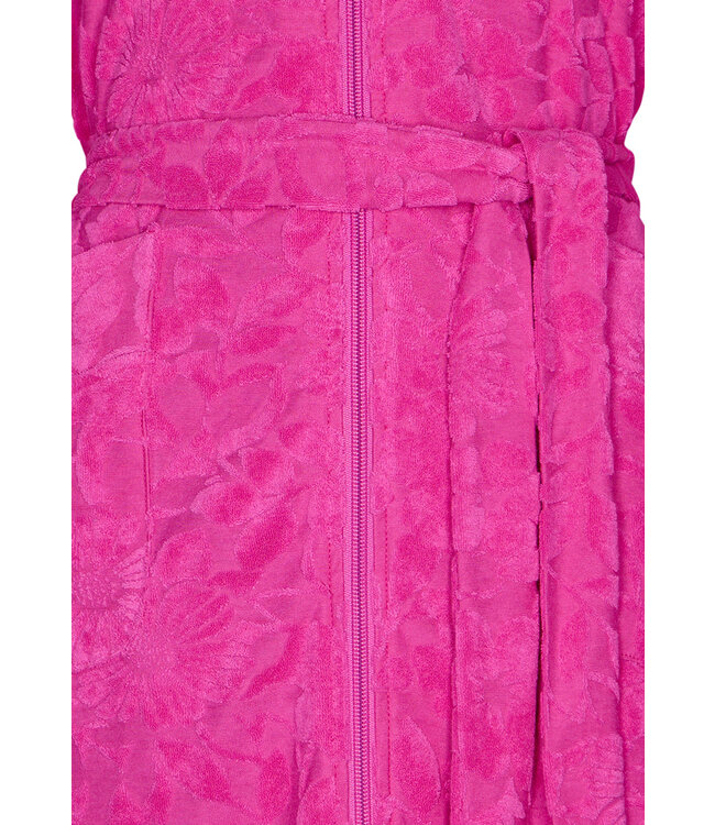 embossed cotton-terry morninggown with zip 'fabulous flowers bloom'