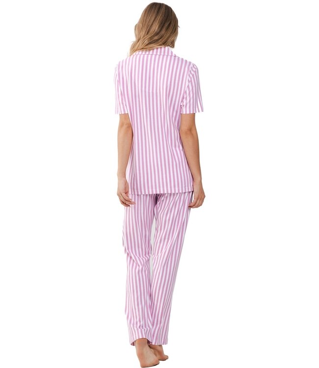 full button short sleeve cotton pyjama 'pink stripes'