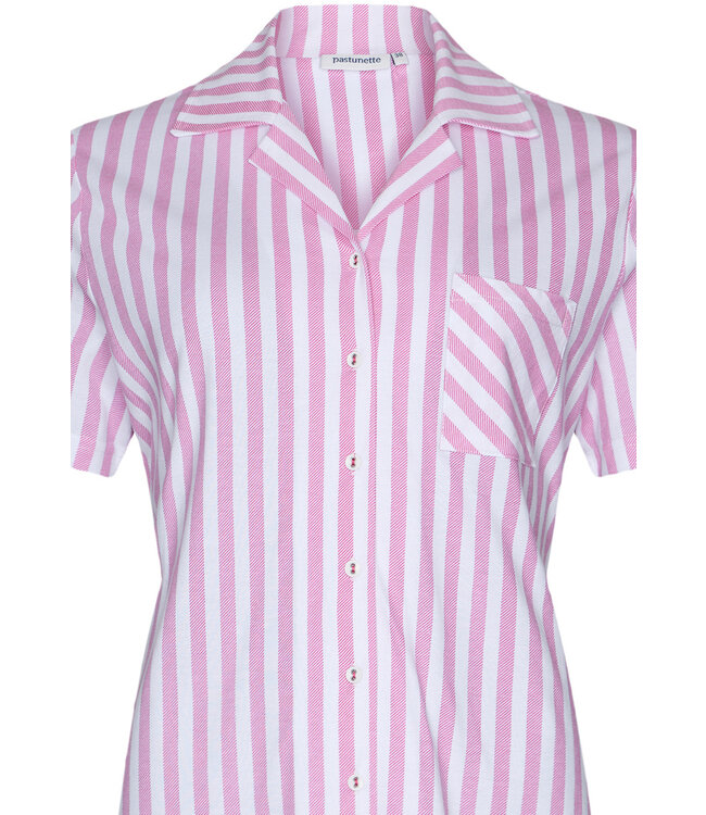 full button short sleeve cotton pyjama 'pink stripes'