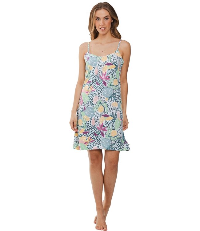 woven viscose spaghetti beachdress'tropical paradise'