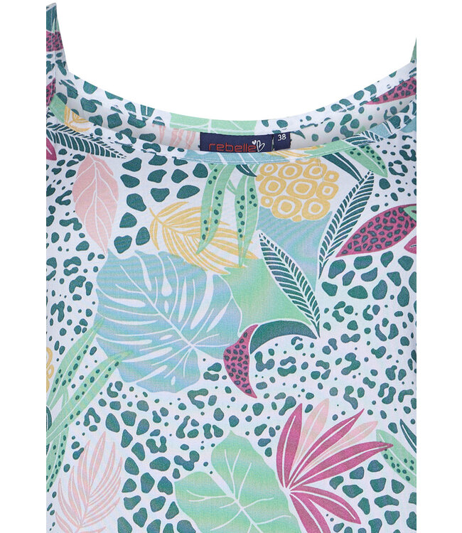 geweven viscose spaghetti strandjurk 'tropical paradise'