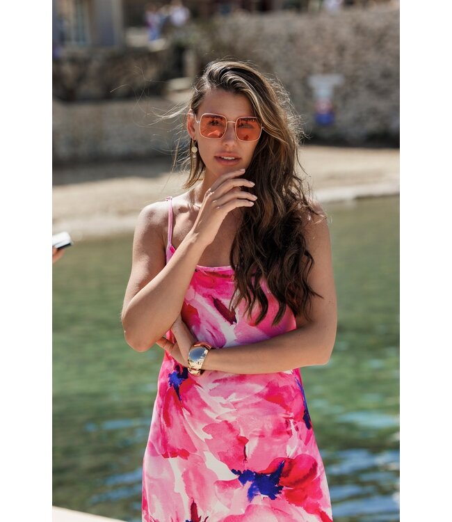 long spaghetti beach dress  'floral fusion'