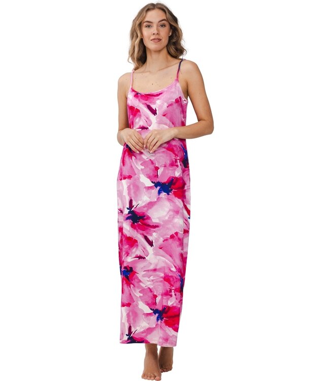 lange spaghetti strandjurk 'funky flower'