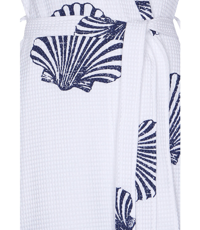witte ochtendjas in wafelstijl met sjaalkraag 'seashell dreams'