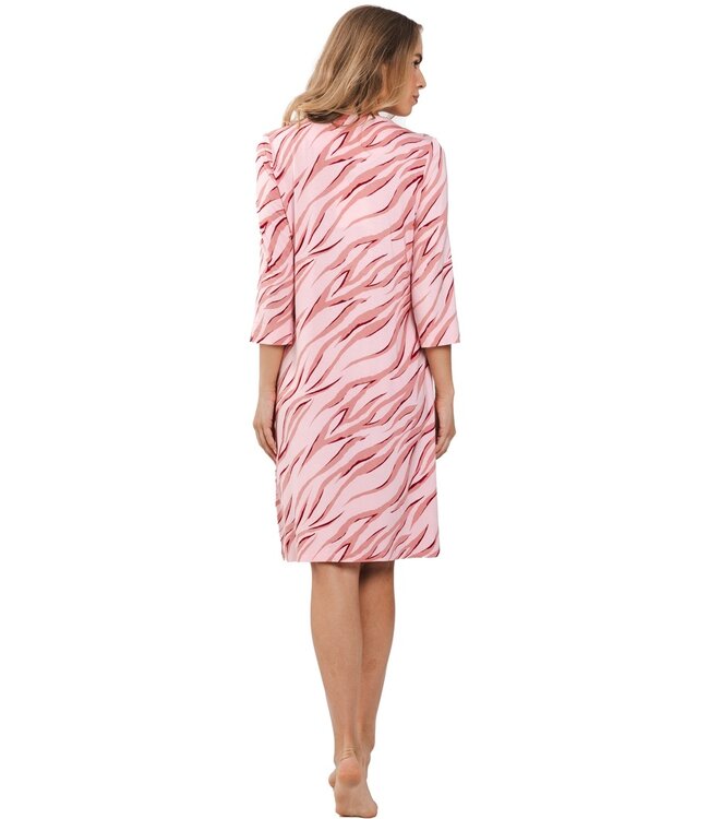 luxe dames nachthemd met 3/4 mouwen 'pink animal'