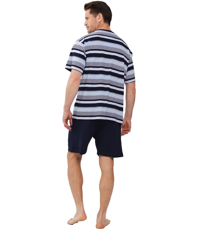 men's cotton shorty set with buttons 'horizontal stripes'