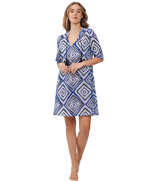 lightweight, cotton woven beach tunic 'diamond graphic'