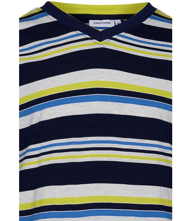 heren shortama met v-hals 'bright stripes'
