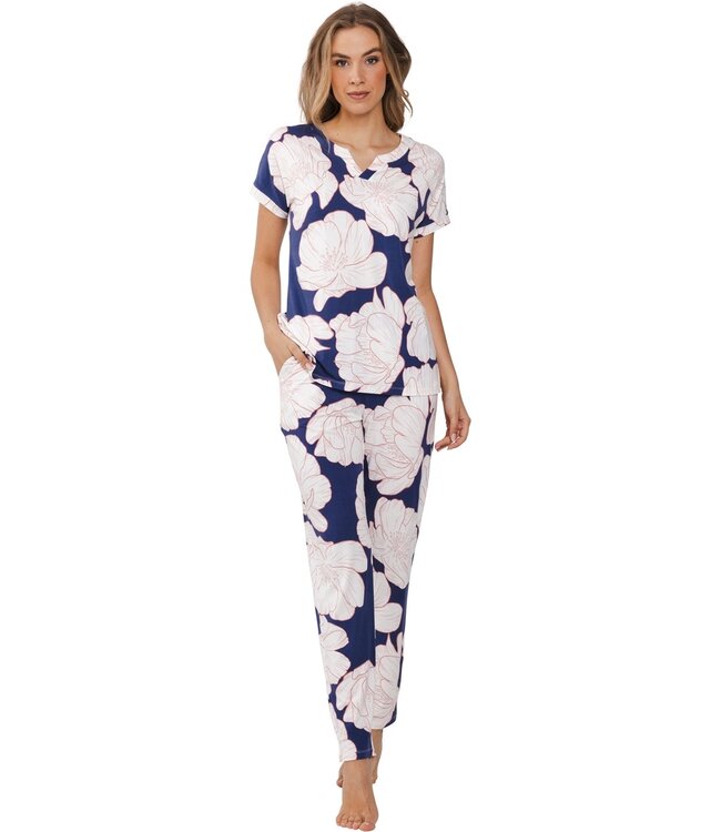 ladies short sleeve luxury pyjama 'floral bloom'