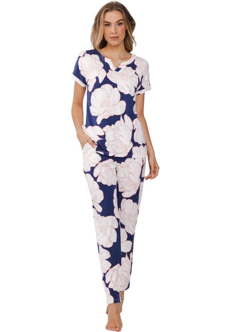 Snor in vintage stijl zachte damespyjama met lange mouwen, warme