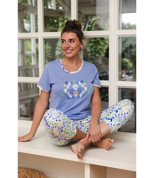 short sleeve organic cotton 3/4 pyjama set 'dreamy night'