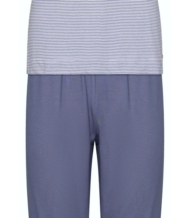 ladies short sleeve cotton pyjama set 'flowery stripes'