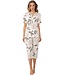 ladies luxury short sleeve 3/4 pyjama with buttons 'dotted leafs'