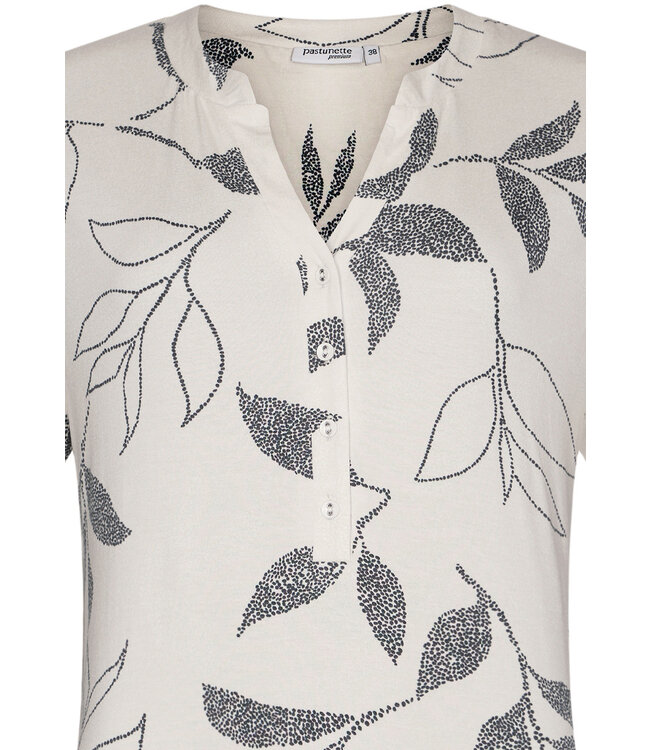 luxe damespyjama met korte mouwen en 3/4e broek 'dotted leafs'