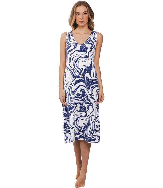 ladies luxury longer length sleeveless nightdress 'watercolour art'