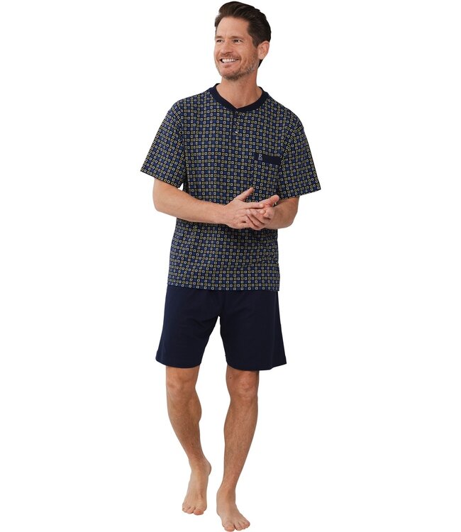 men's cotton shorty set with buttons 'funky cubes'