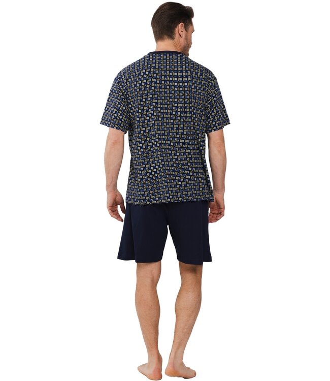 heren shortama van katoen met knoopjes 'funky cubes'