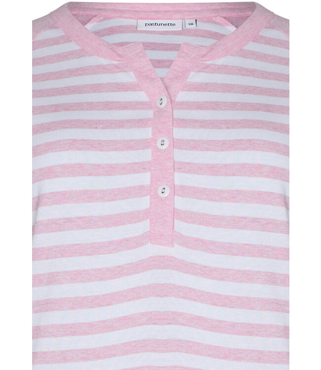 katoenen dames nachthemd met knoopjes 'stripey pink'