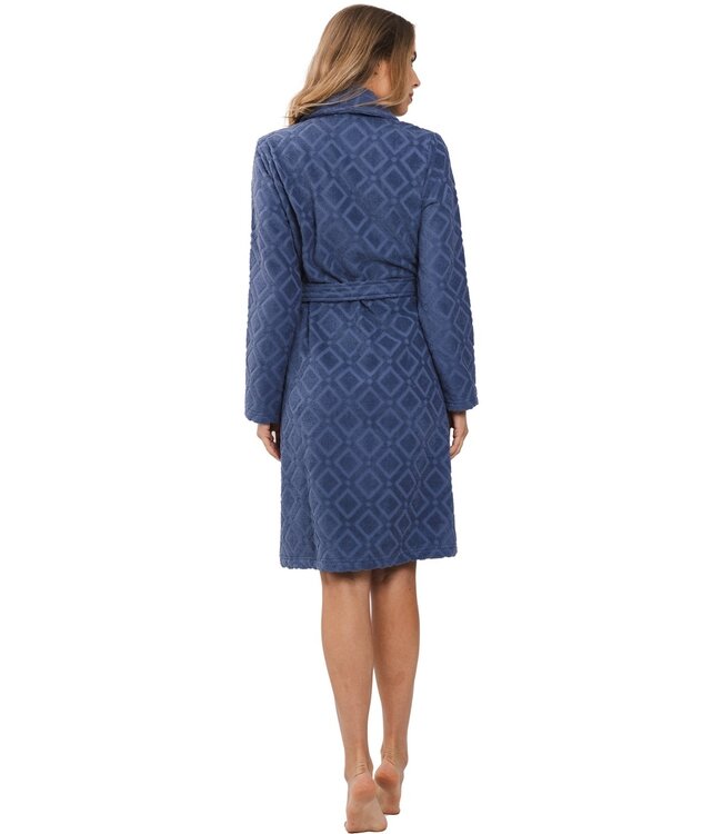 embossed overslag ochtendjas 'blue diamond'