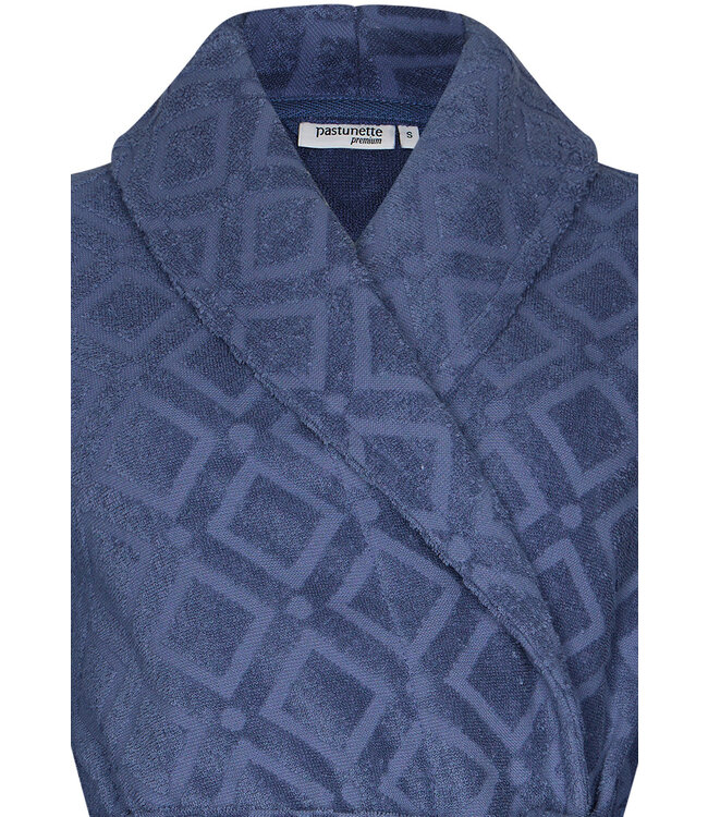 embossed overslag ochtendjas 'blue diamond'
