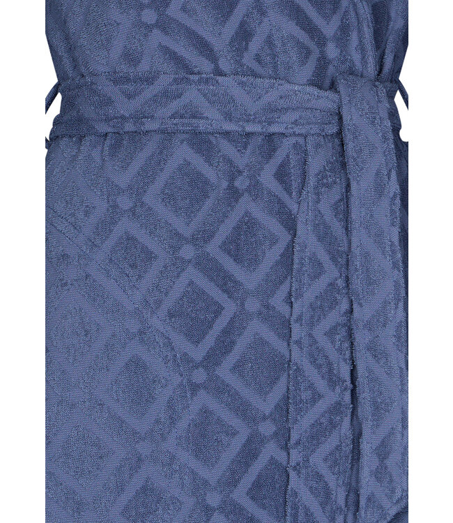 embossed overslag ochtendjas 'blue diamond'