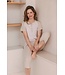 ladies cotton pyjama set with buttons 'stripey beige'