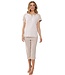 ladies cotton pyjama set with buttons 'stripey beige'