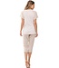 ladies cotton pyjama set with buttons 'stripey beige'