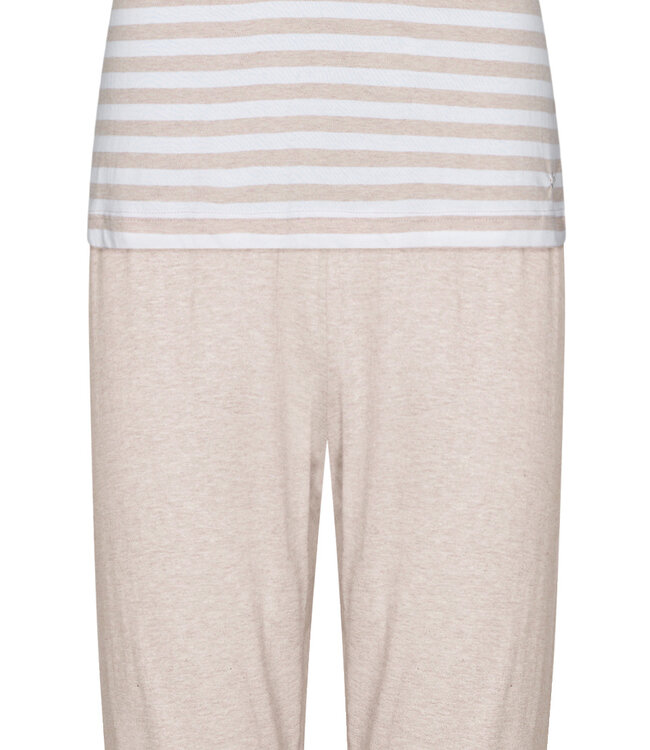 ladies cotton pyjama set with buttons 'stripey beige'
