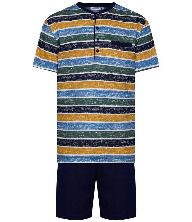 men's cotton shorty set with buttons 'summer stripes'